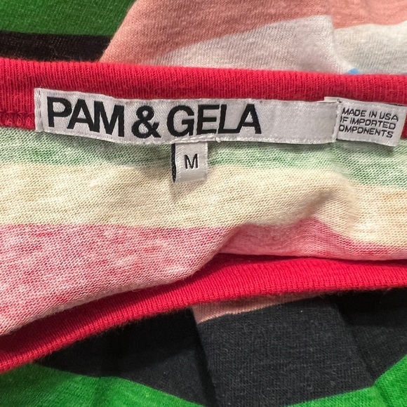 PAM & GELA Women’s Multicolor Striped Short Sleeve Tee Size M - Picture 3 of 5